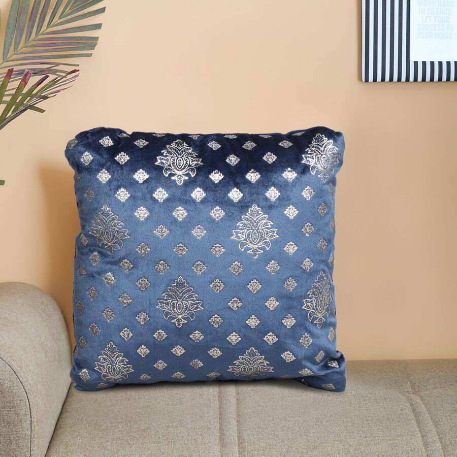 Blue Foil Printed Cushion, , large