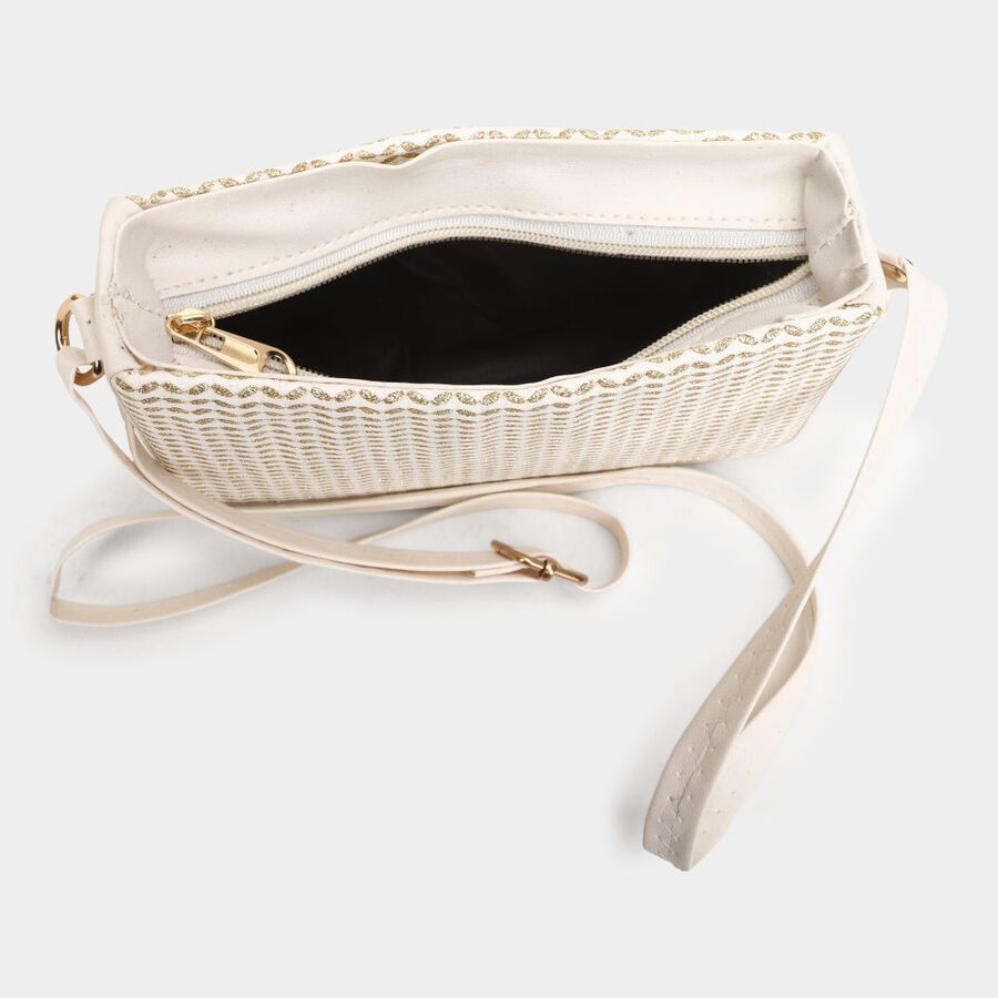 Women's White Polyurethane Sling Bag, , large image number null
