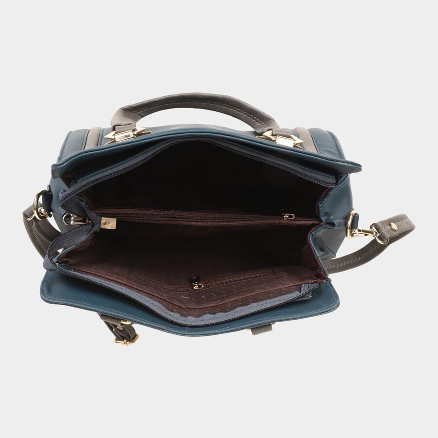 Women's Teal Blue Polyurethane Tote Bag, , large image number null
