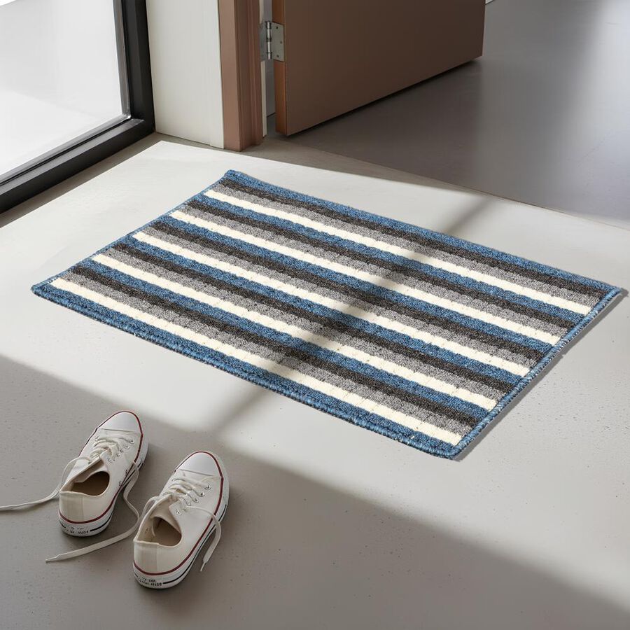 Anti-SKId Blue Polyester Door Mat, , large image number null