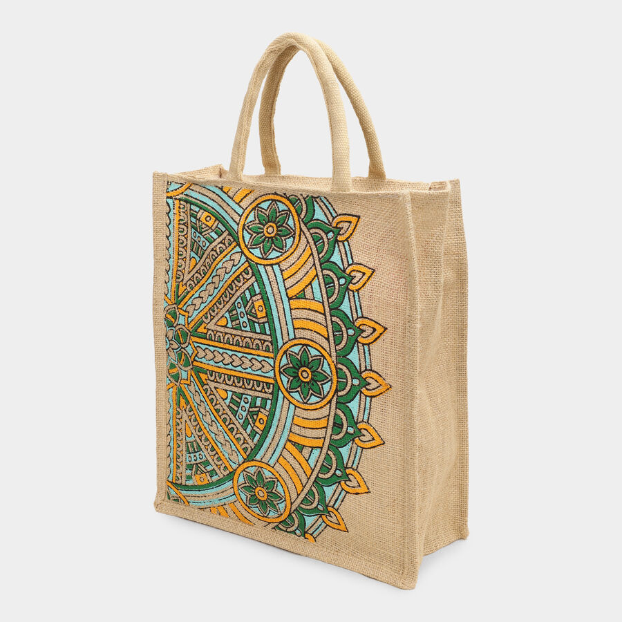 Women's Beige Jute Tote Bag, , large image number null