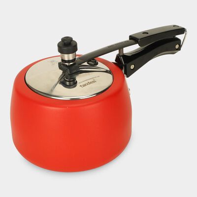  Aluminium pressure cooker 3L, Red Ceramic coated, Gas + Induction compatible, ISI mark
