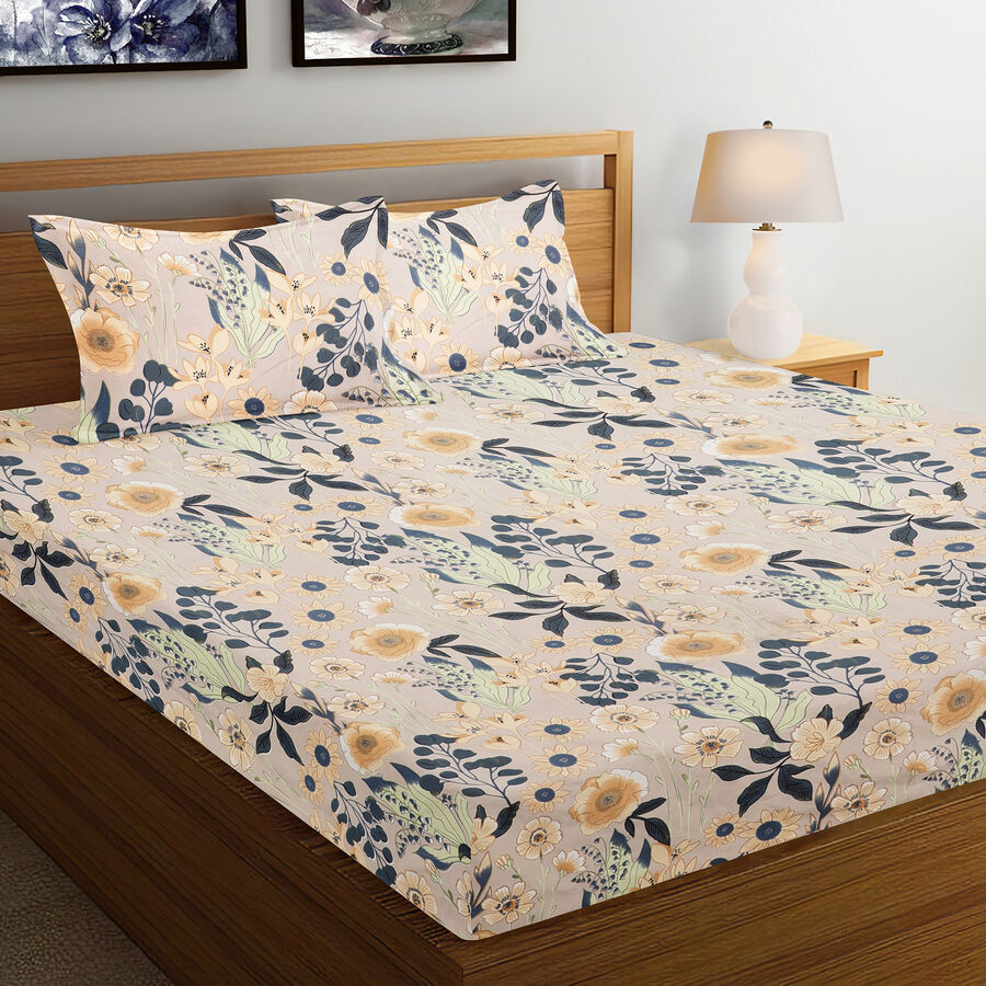 120 GSM Yellow Microfiber Double Bedsheet, , large image number null