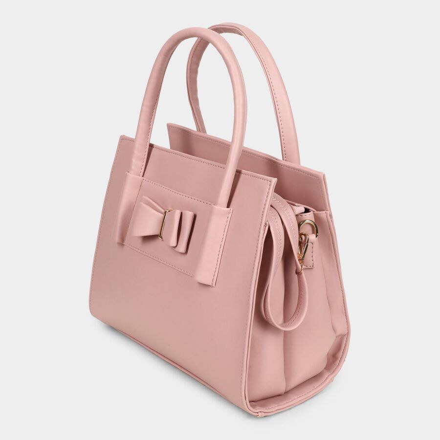 Women's Peach Polyurethane Tote Bag, , large