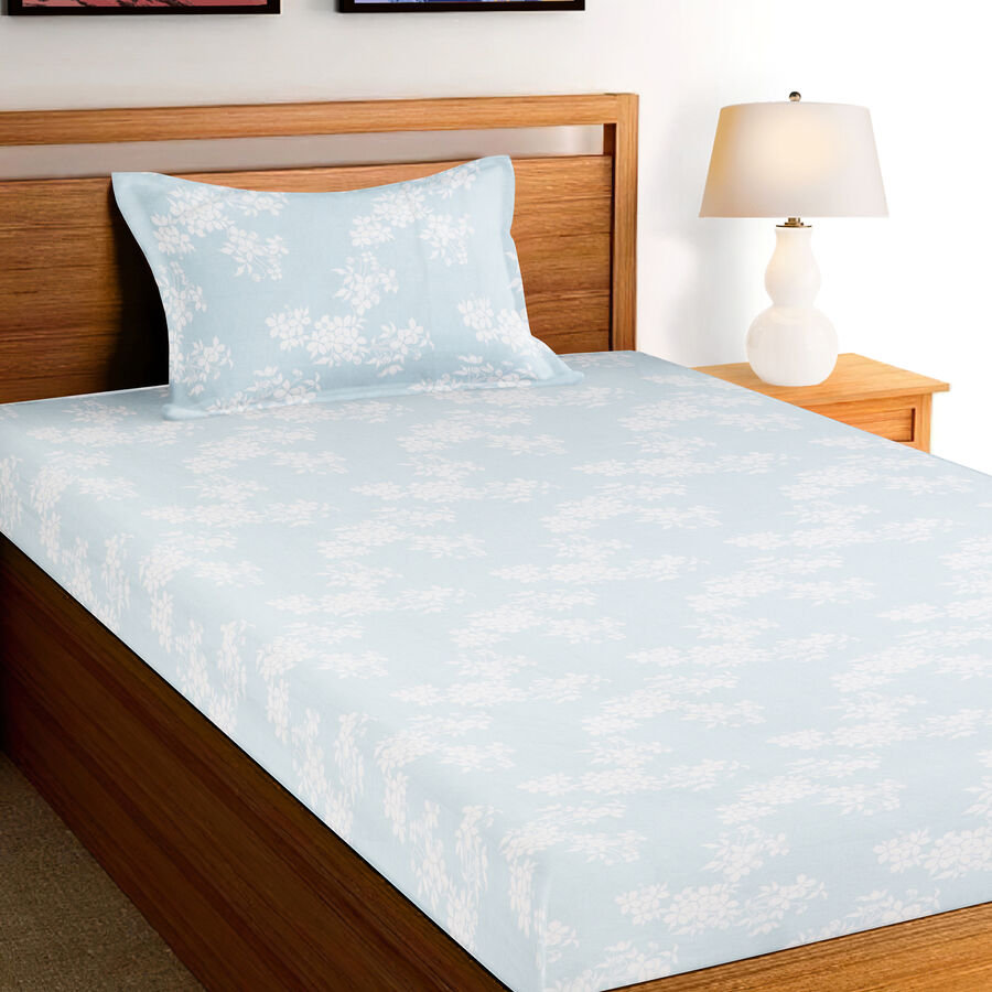 Blue Cotton Single Bedsheet, , large image number null