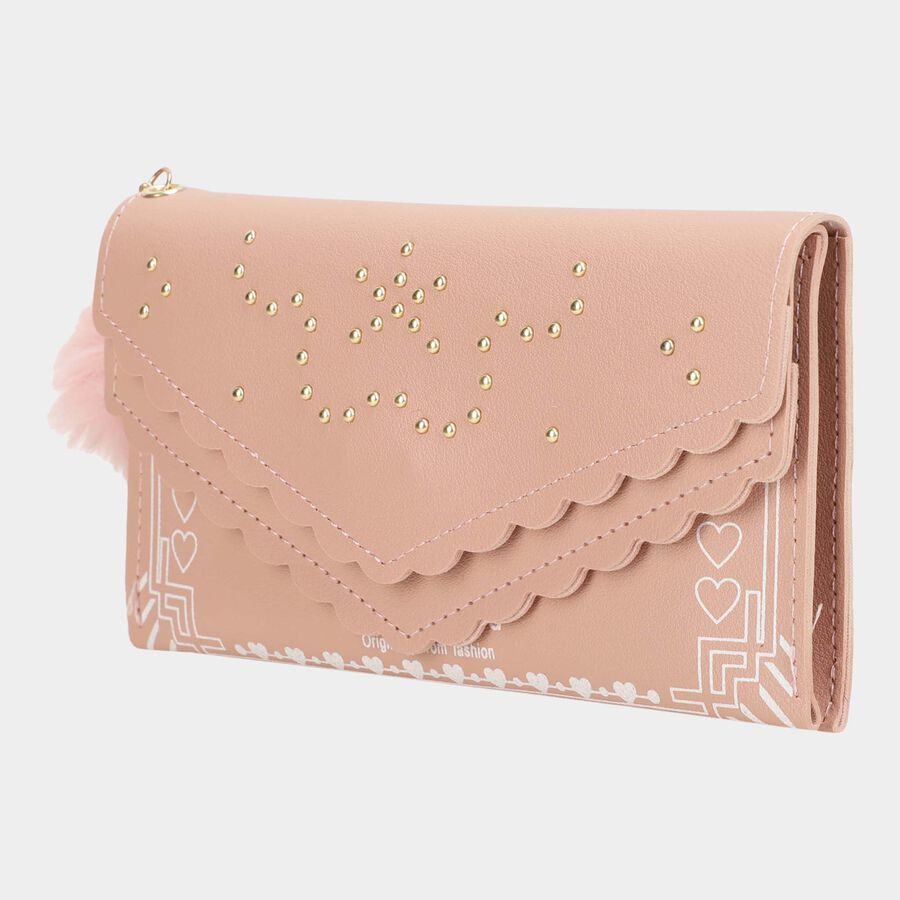 Women's Light Pink Polyurethane Handbag, , large image number null