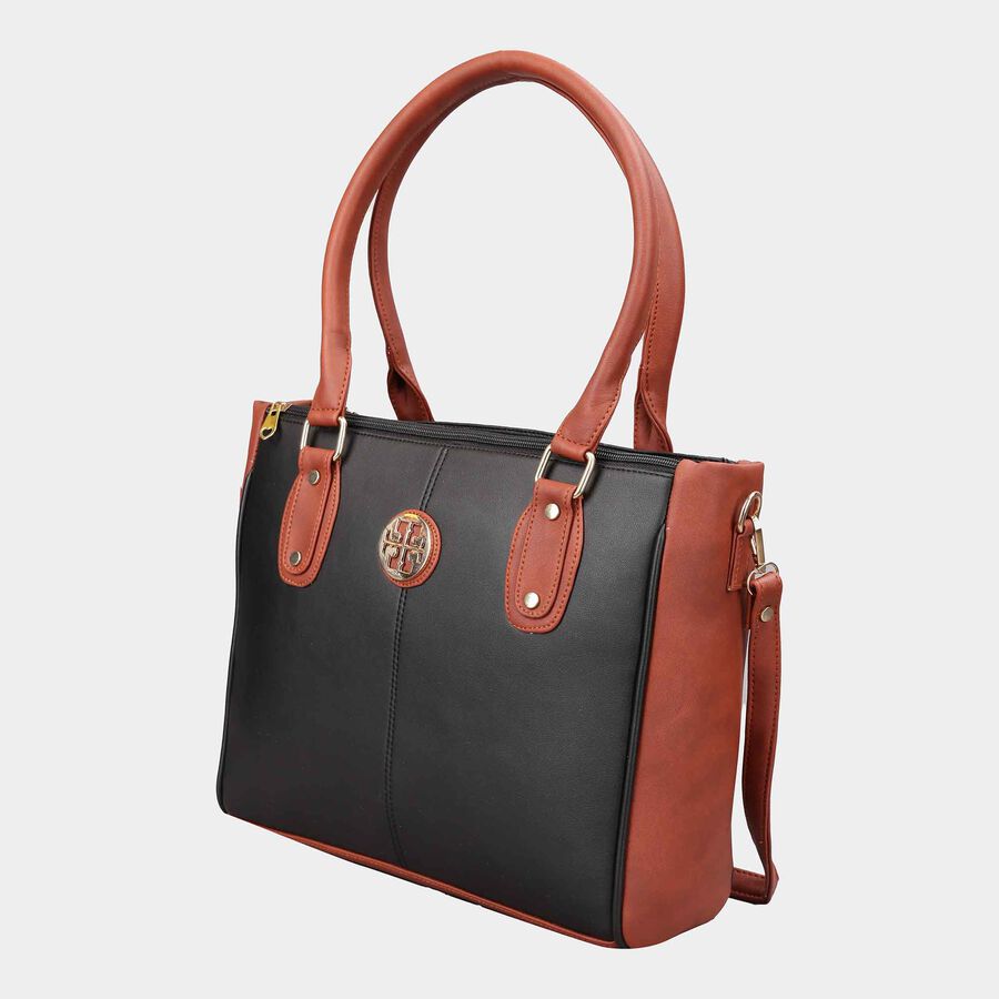 Women's Black Polyurethane Tote Bag, , large image number null