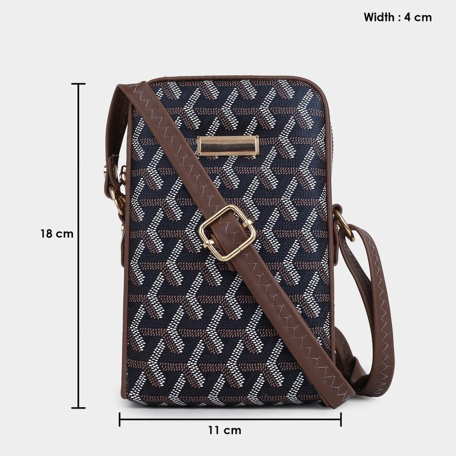 Women's Dark Blue Polyurethane Sling Bag, , large image number null
