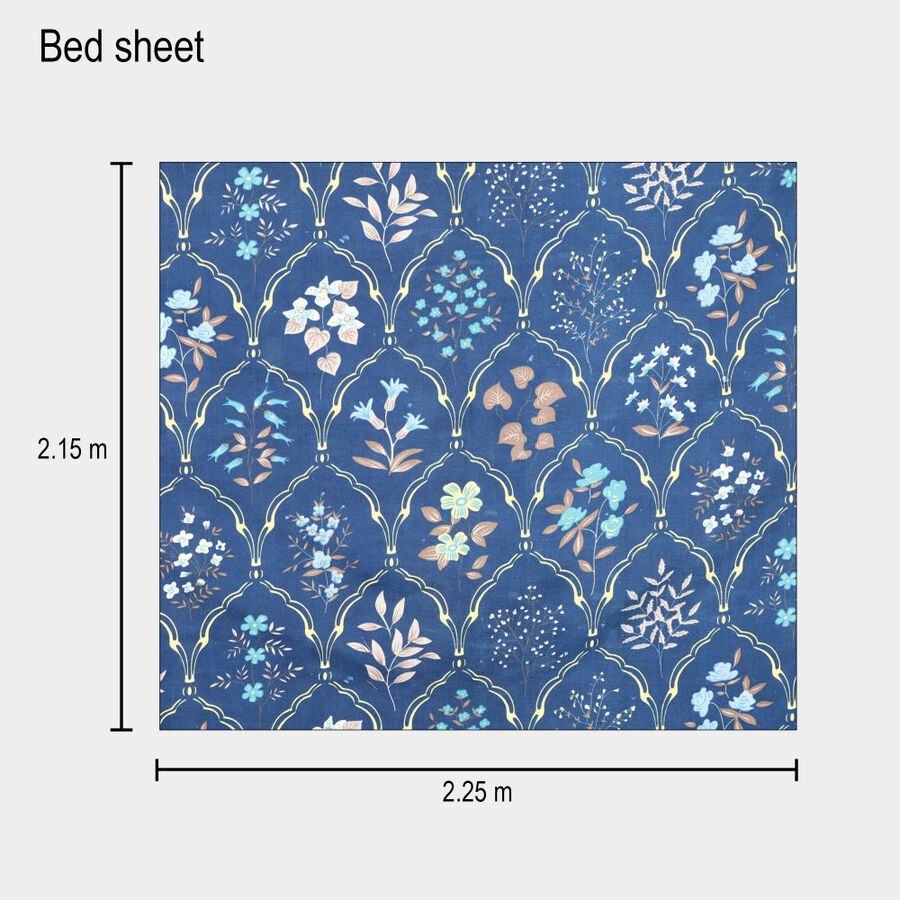 Blue Microfiber Double Bedsheet with Pillow Cover, , large