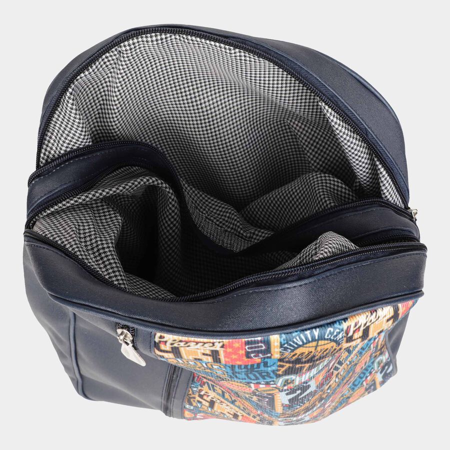 Women's Navy Blue Polyurethane Backpack, , large image number null
