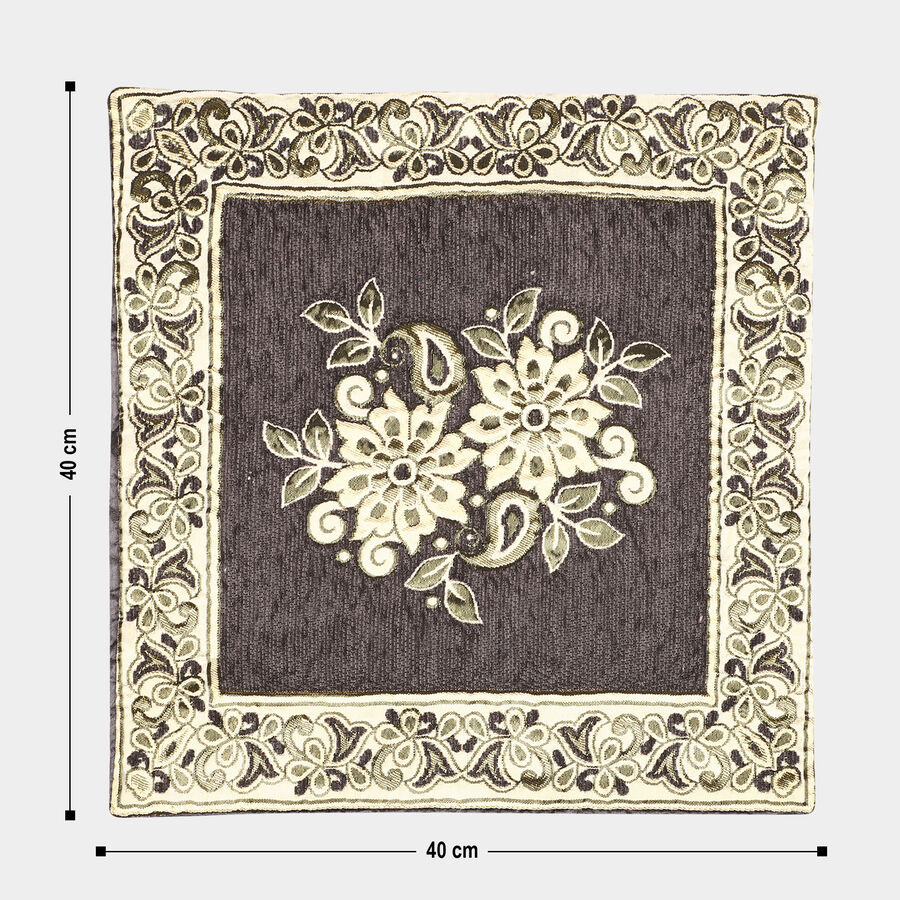 Black Floral Embroidered Cushion Cover, , large