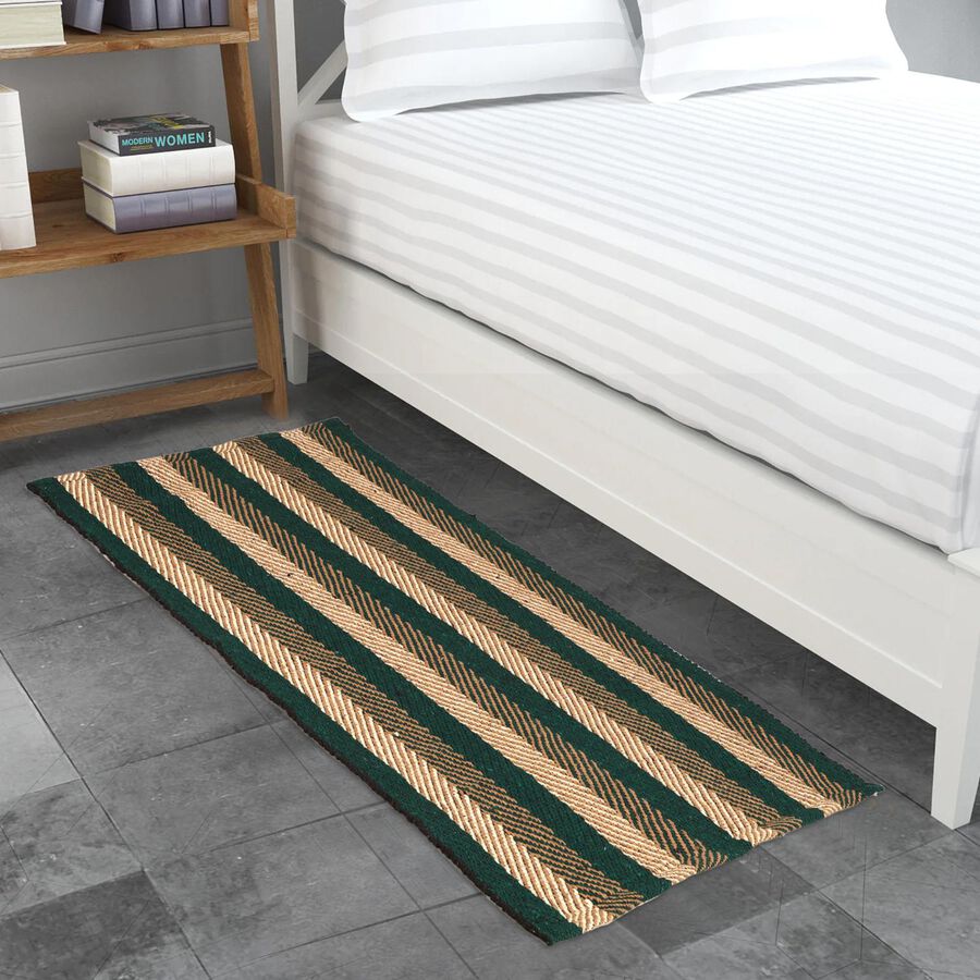 Green Polyester Bedside Runner, , large image number null