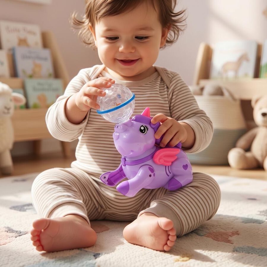 Kid's Dancing Unicorn Toy with Crystal Disco Light Ball, , large