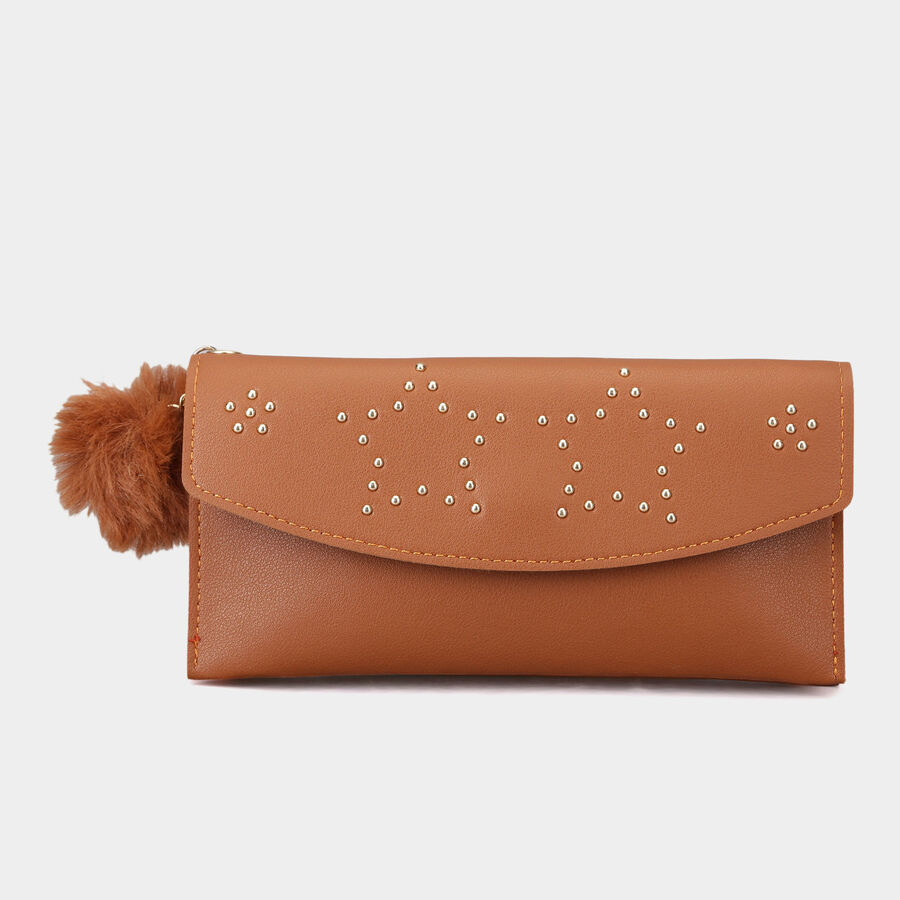 Women's Tan Polyurethane Hand Pouch, , large image number null