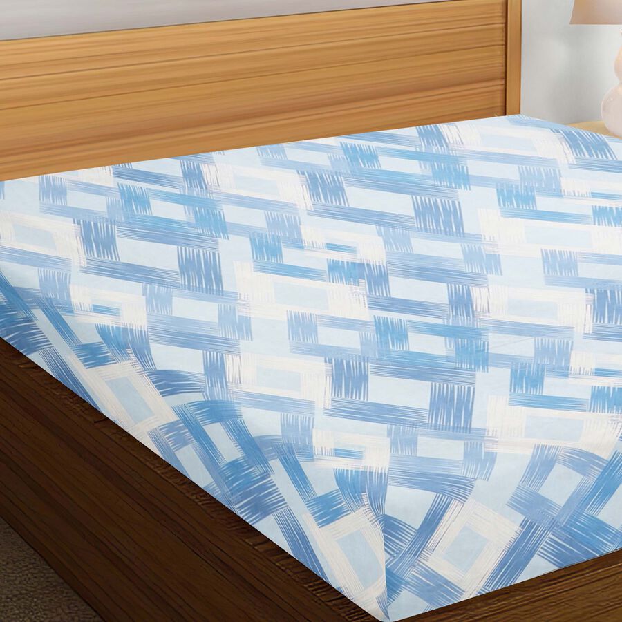 100 GSM Light Blue Microfiber Double Bedsheet, , large image number null