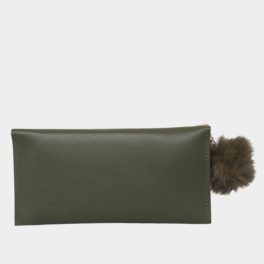 Women's Olive Polyurethane Hand Pouch, , large image number null
