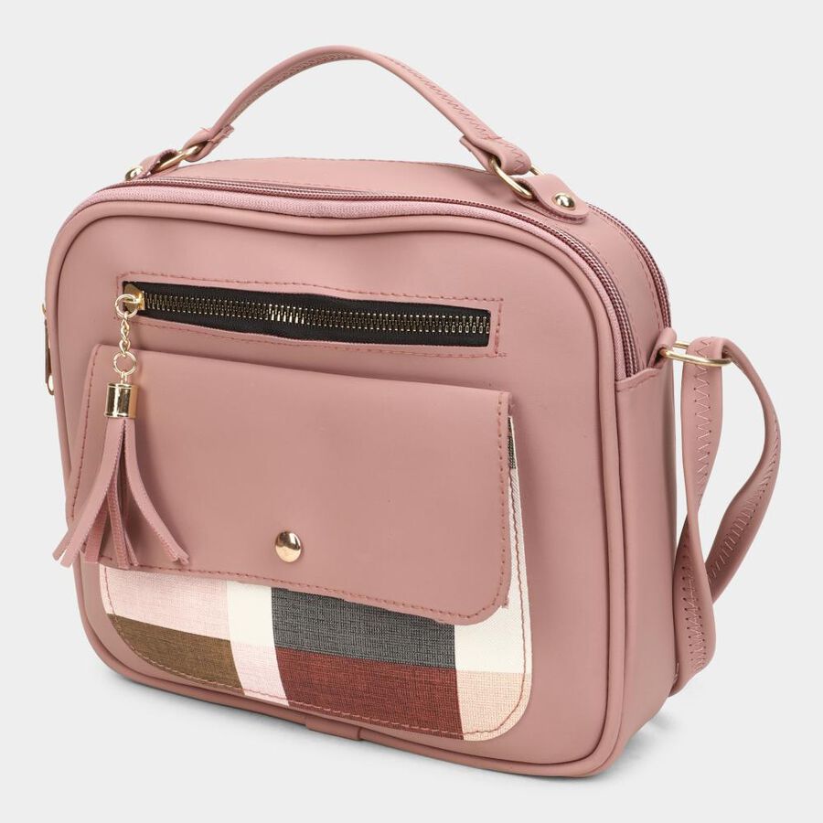 Women's Pink Polyurethane Sling Bag, , large image number null