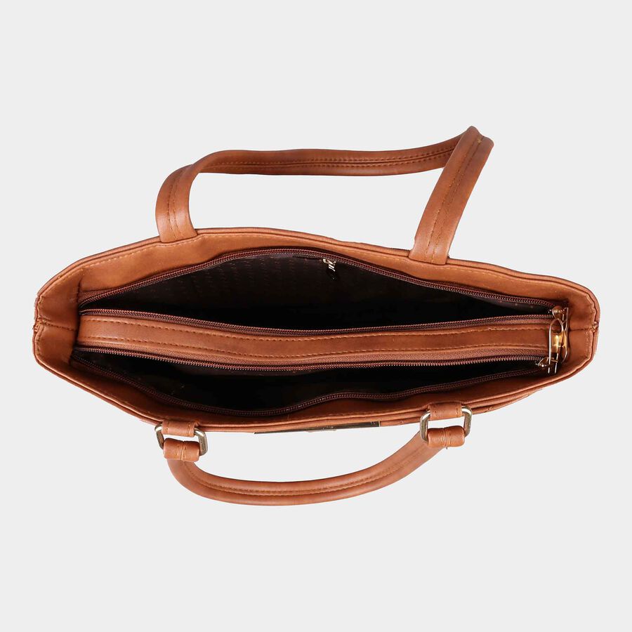Women's Tan Polyurethane Tote Bag, , large image number null