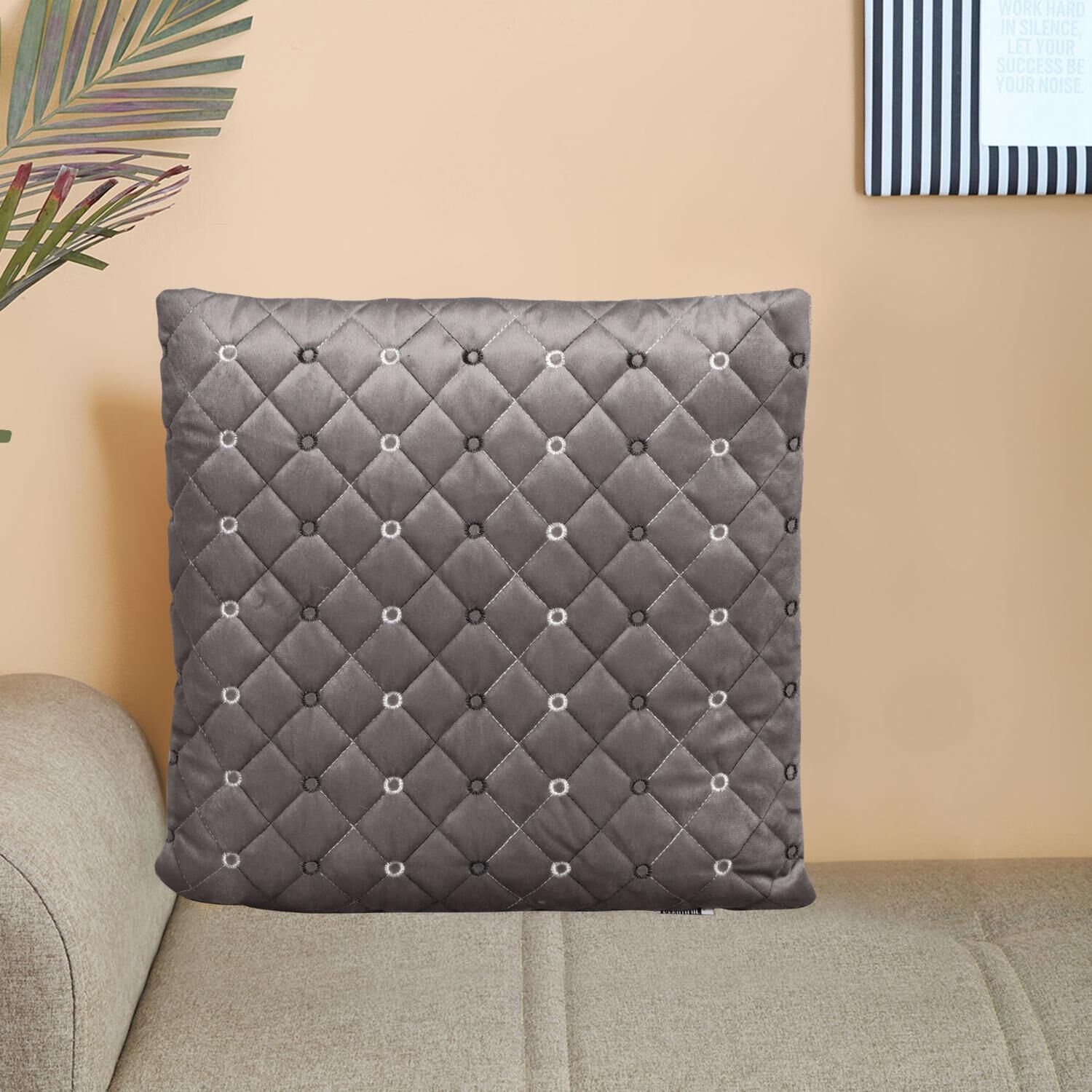 Home Beautiful                         Dark Grey Velvet Cushion Cover