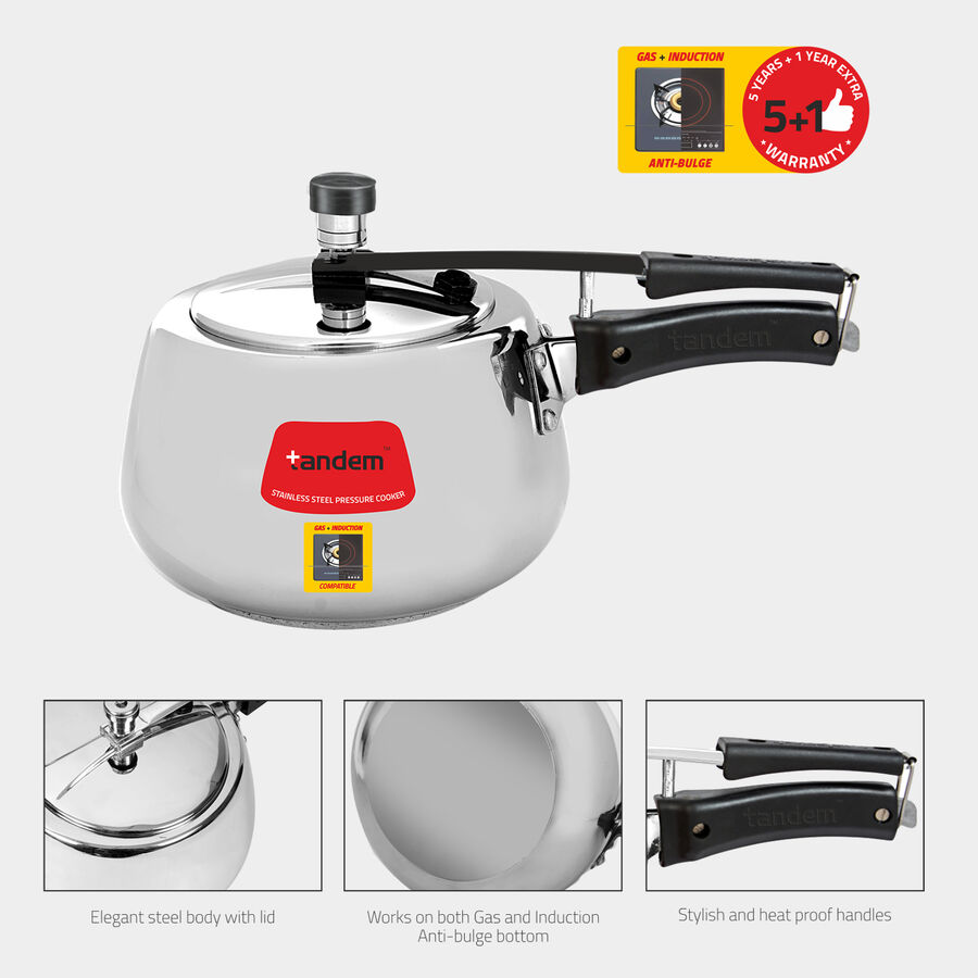 3 L Induction Pressure Cooker, Stainless Steel, , large image number null