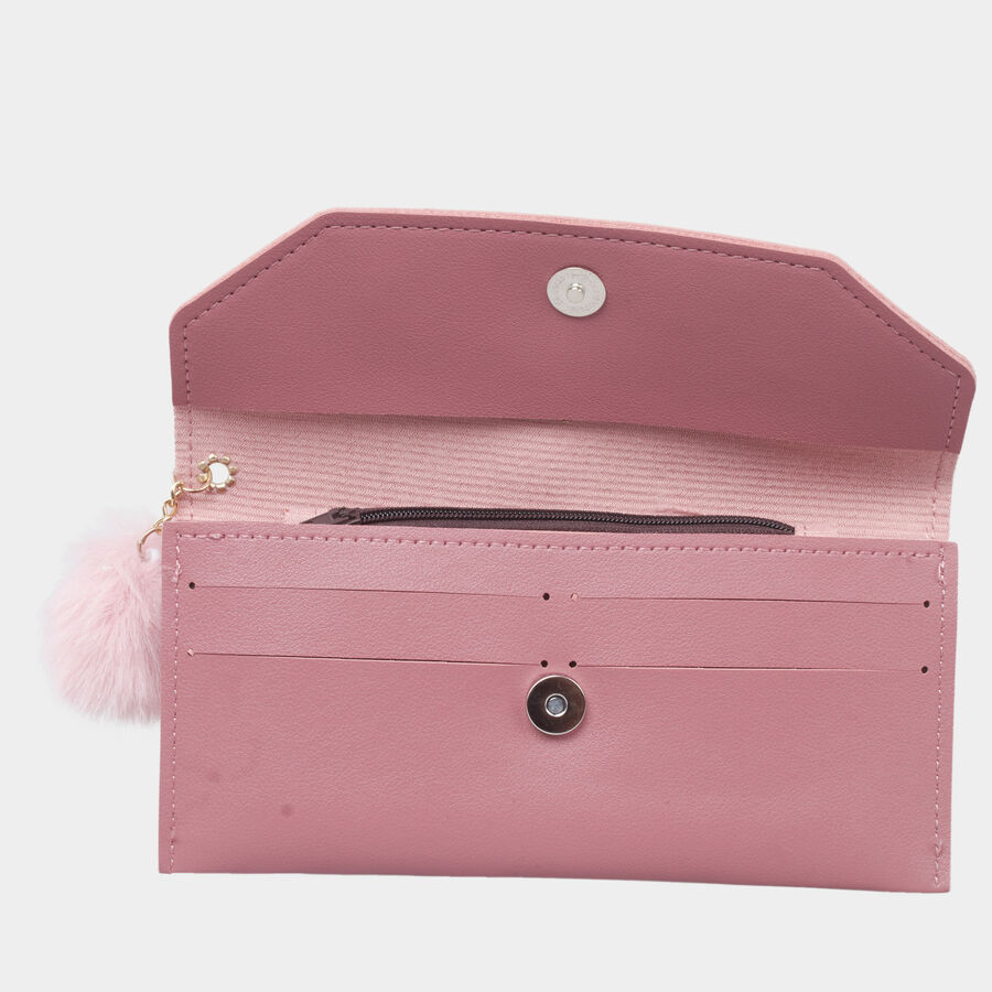 Women's Pink Polyurethane Hand Pouch, , large image number null