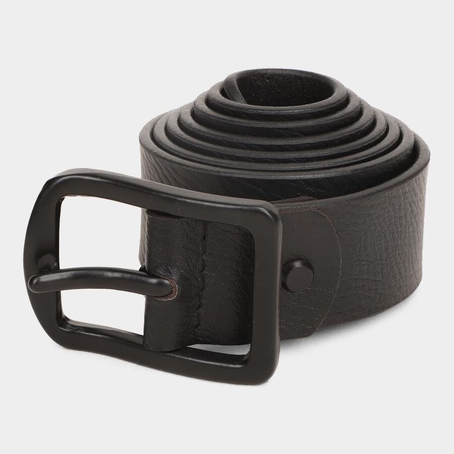 Men's Black Leather Casual Belt, , large image number null