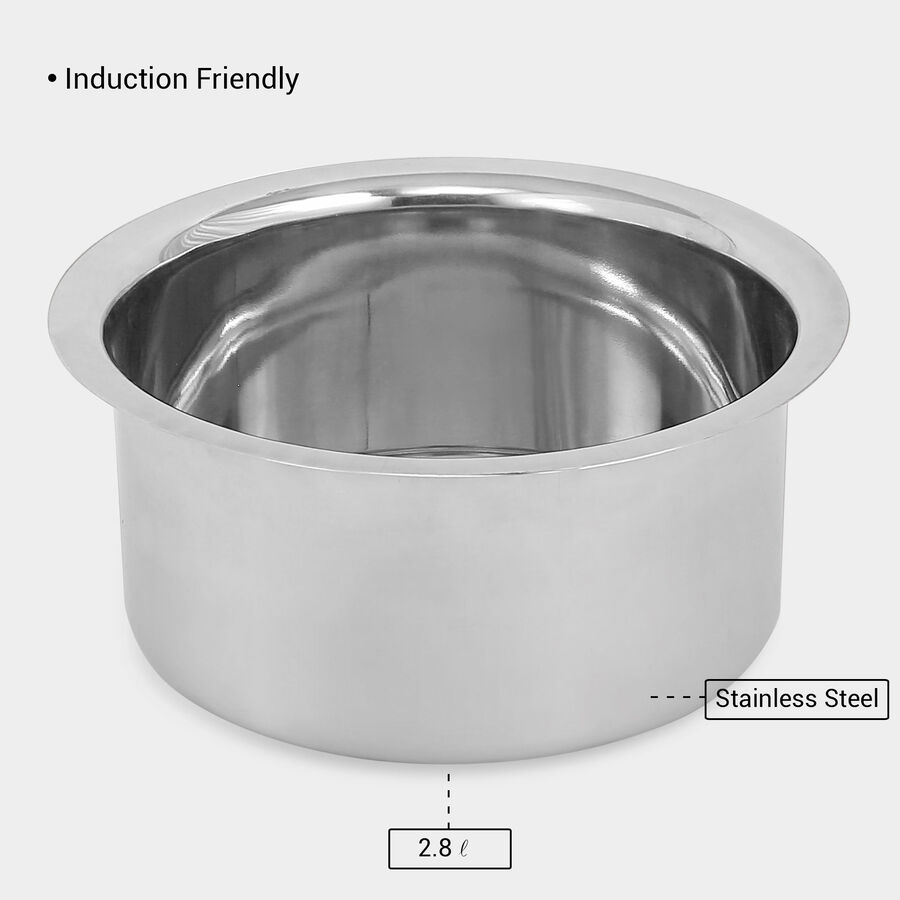 Stainless Steel Tope (Patila) - 23 cm (2.8 L), Induction Compatible, , large image number null