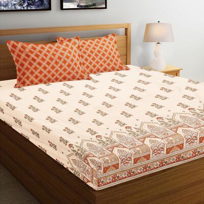 120 GSM Beige Microfiber Double Bedsheet