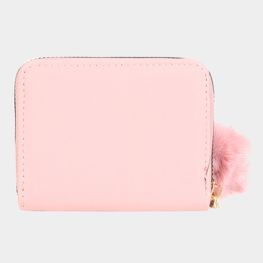Women's Pink Polyurethane Clutch Bag, , large