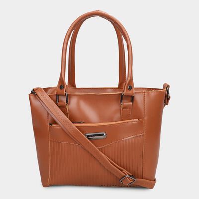 Women Tan Polyurethane Handbag