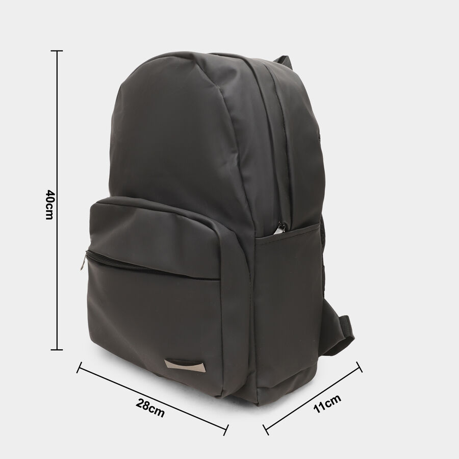 Women's Black Polyurethane Backpack, , large image number null