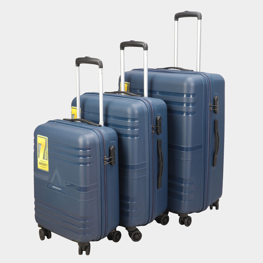8-Wheel Dark Blue PVC Matee Hard Case Trolley, Small + Medium + Large, , large image number null