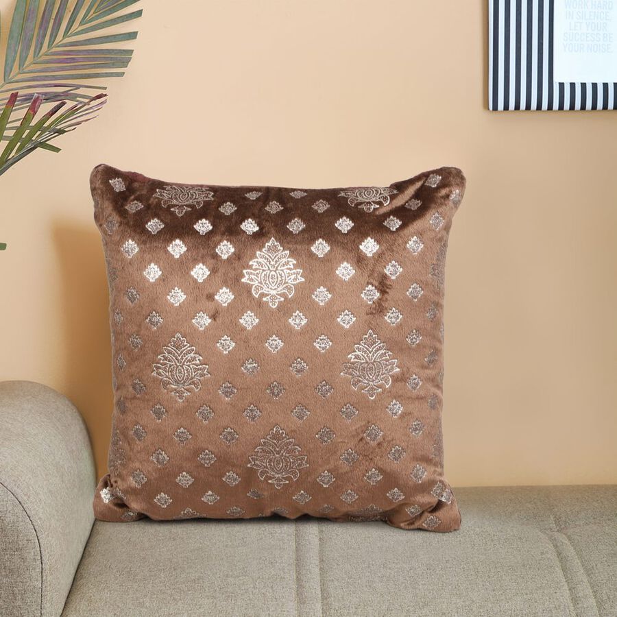 Brown Foil Printed Cushion, , large