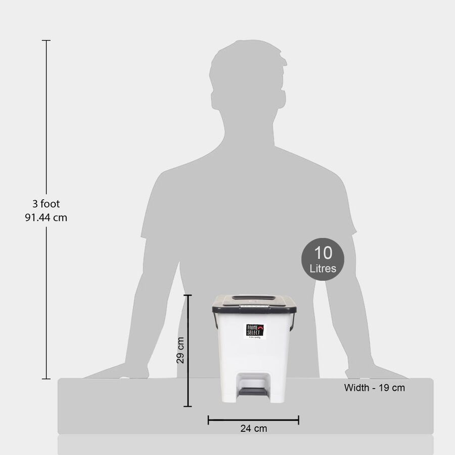10 L Light Grey Plastic Dustbin, , large image number null