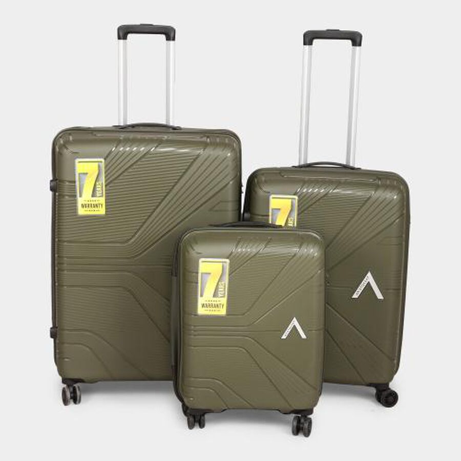 8-Wheel Green Polypropylene Hard Case Trolley, Small + Medium + Large, , large image number null
