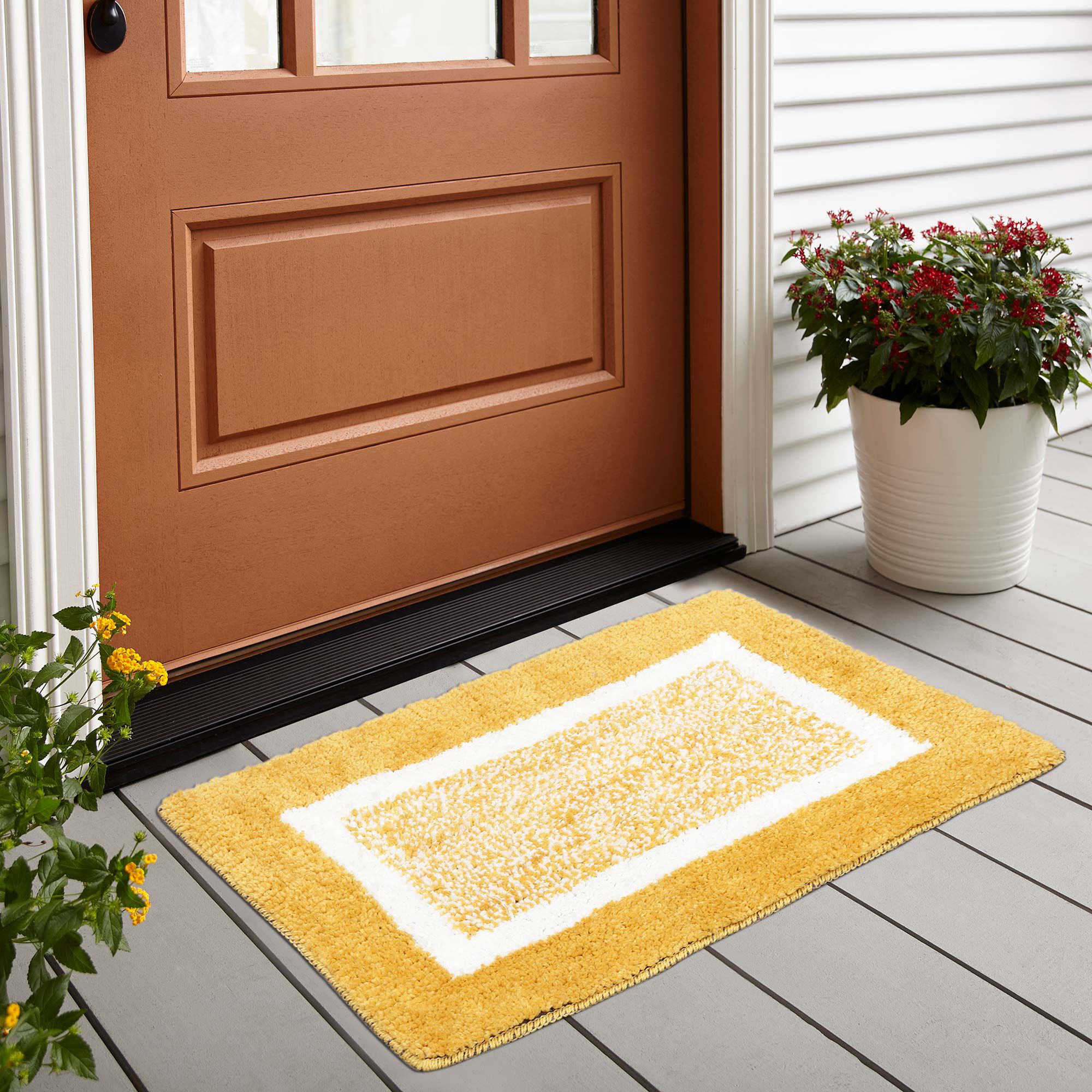 Home Beautiful                         Anti-Skid Yellow Polyester Door Mat
