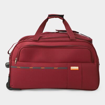Maroon Polyester Duffle Trolley Bag 