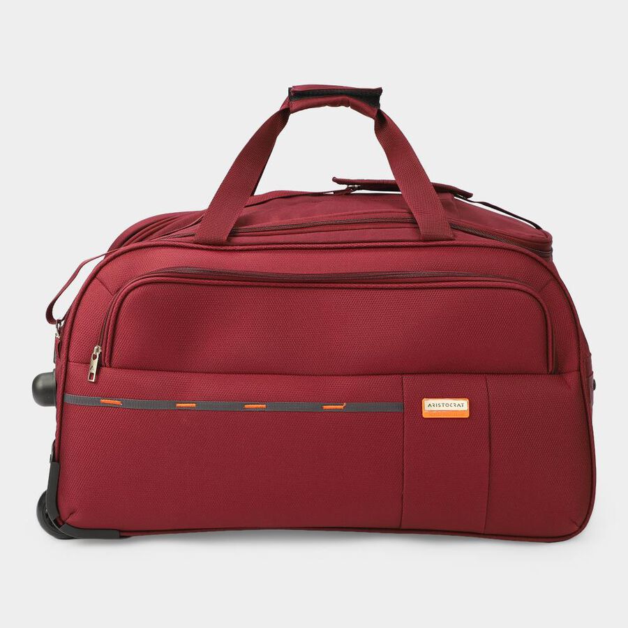 Maroon Polyester Duffle Trolley Bag , , large