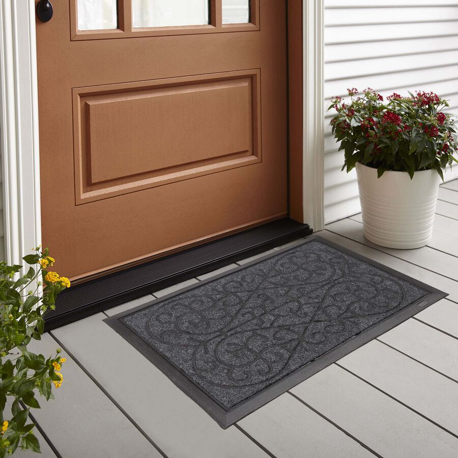 Anti-Skid Grey Rubber Door Mat, , large