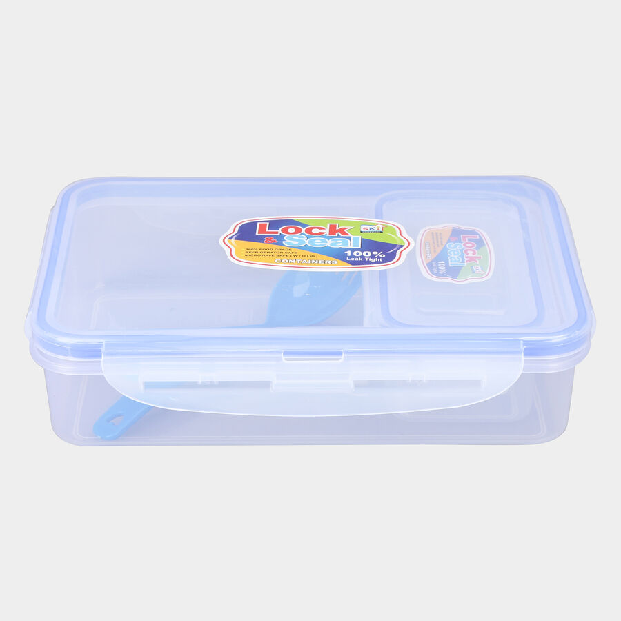 Plastic Lunch Box - 1 Big Container; 1 Small Container; 1 Spoon, , large image number null