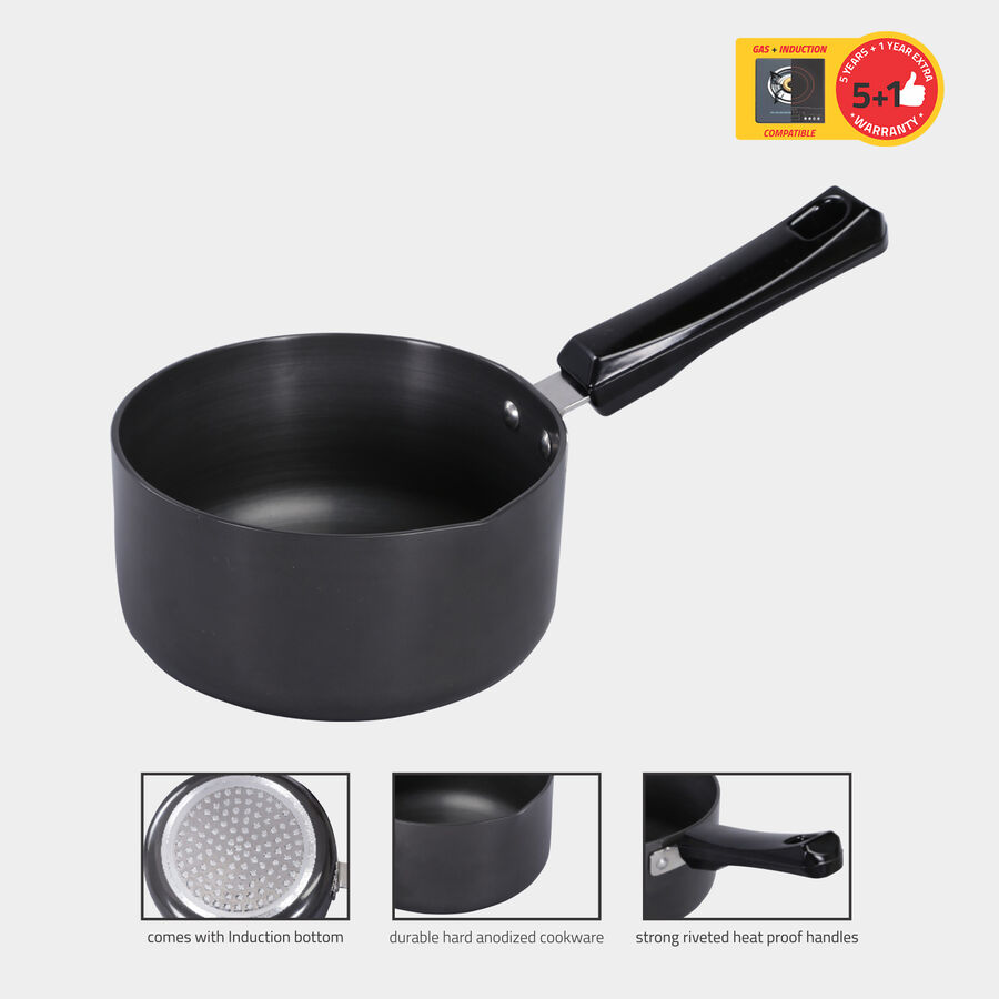Hard Anodised Aluminium Sauce Pan - 1.5 L, Induction Compatible, , large image number null