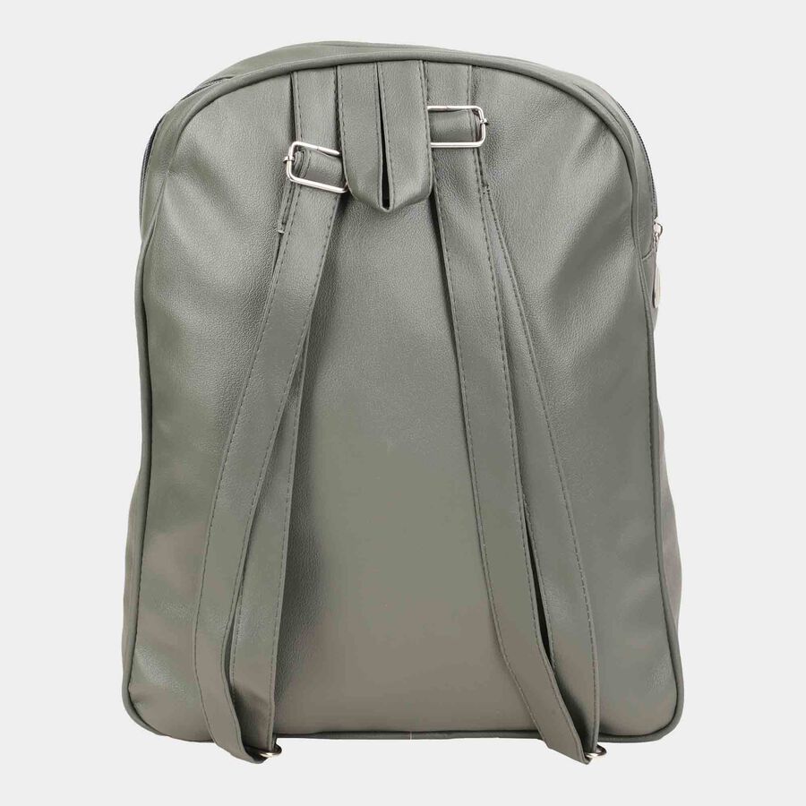 Women's Grey Polyurethane Backpack, , large image number null