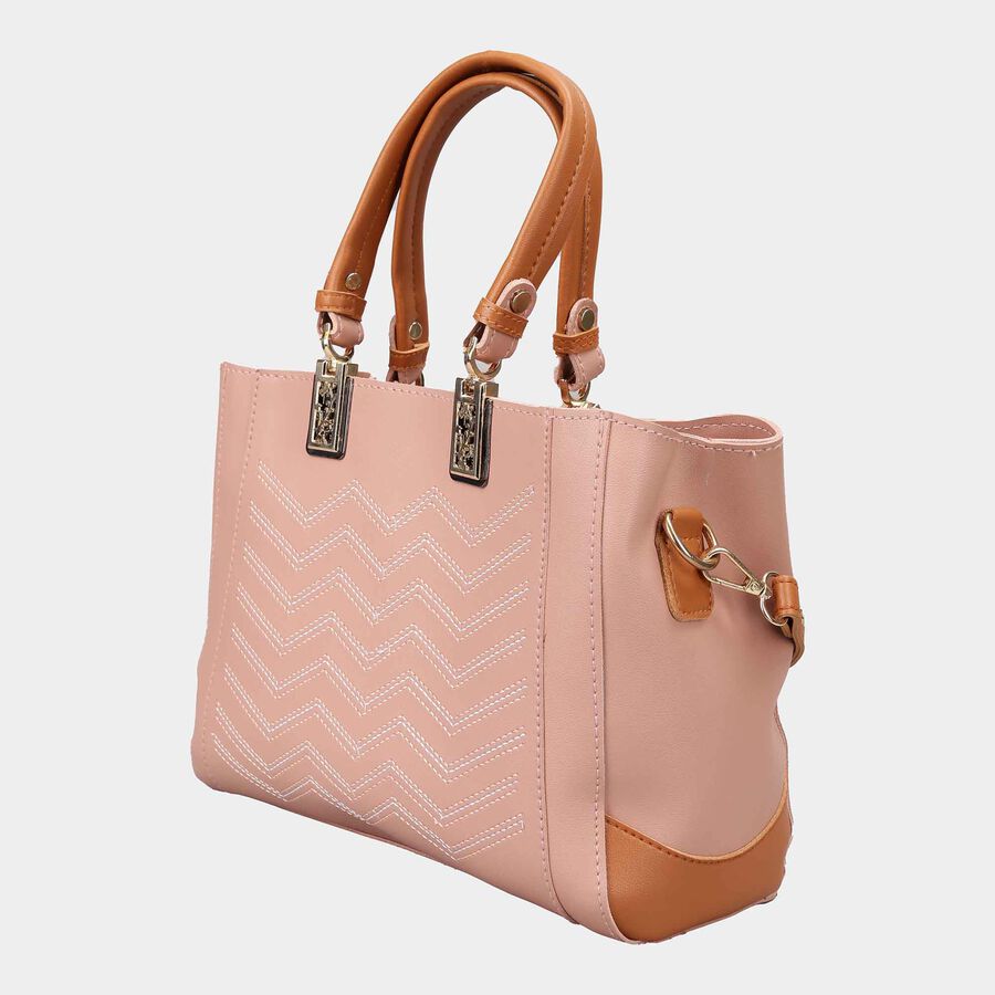Women's Peach Polyurethane Tote Bag, , large image number null