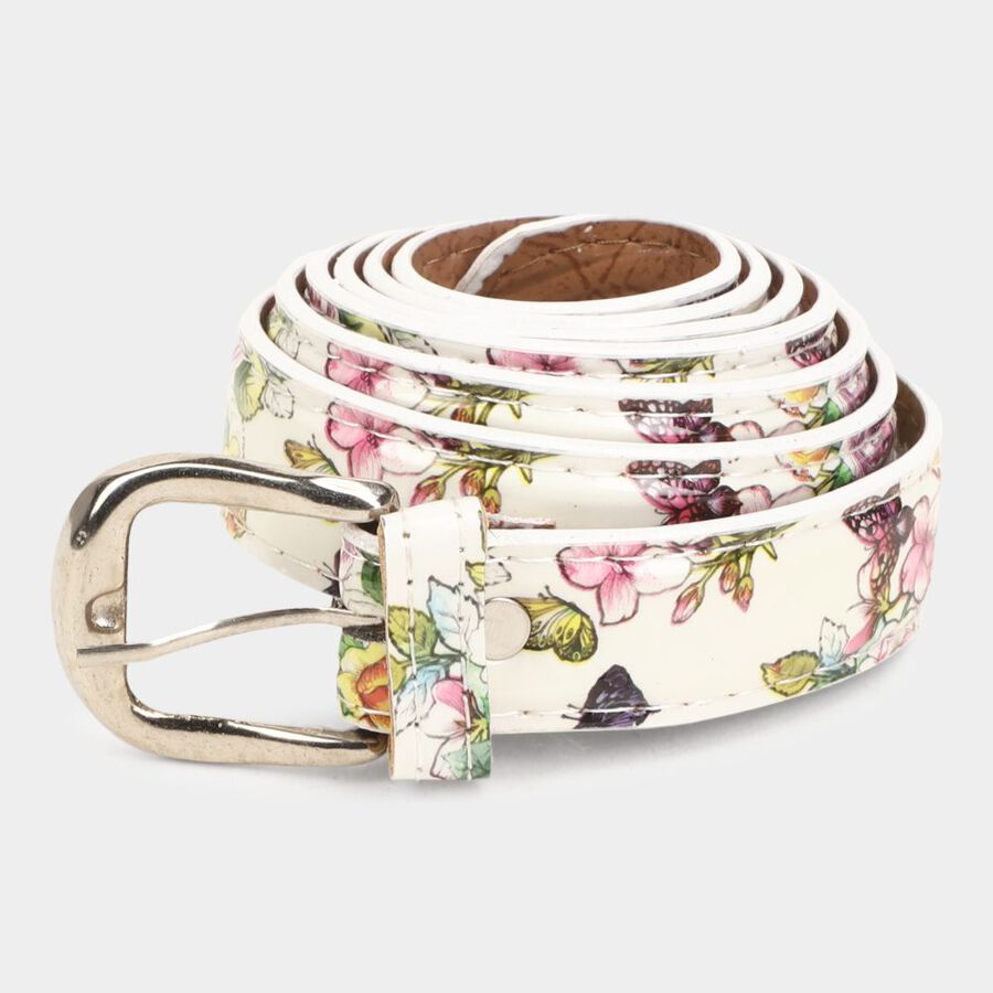 Women's Off White Polyurethane Belt, , large image number null