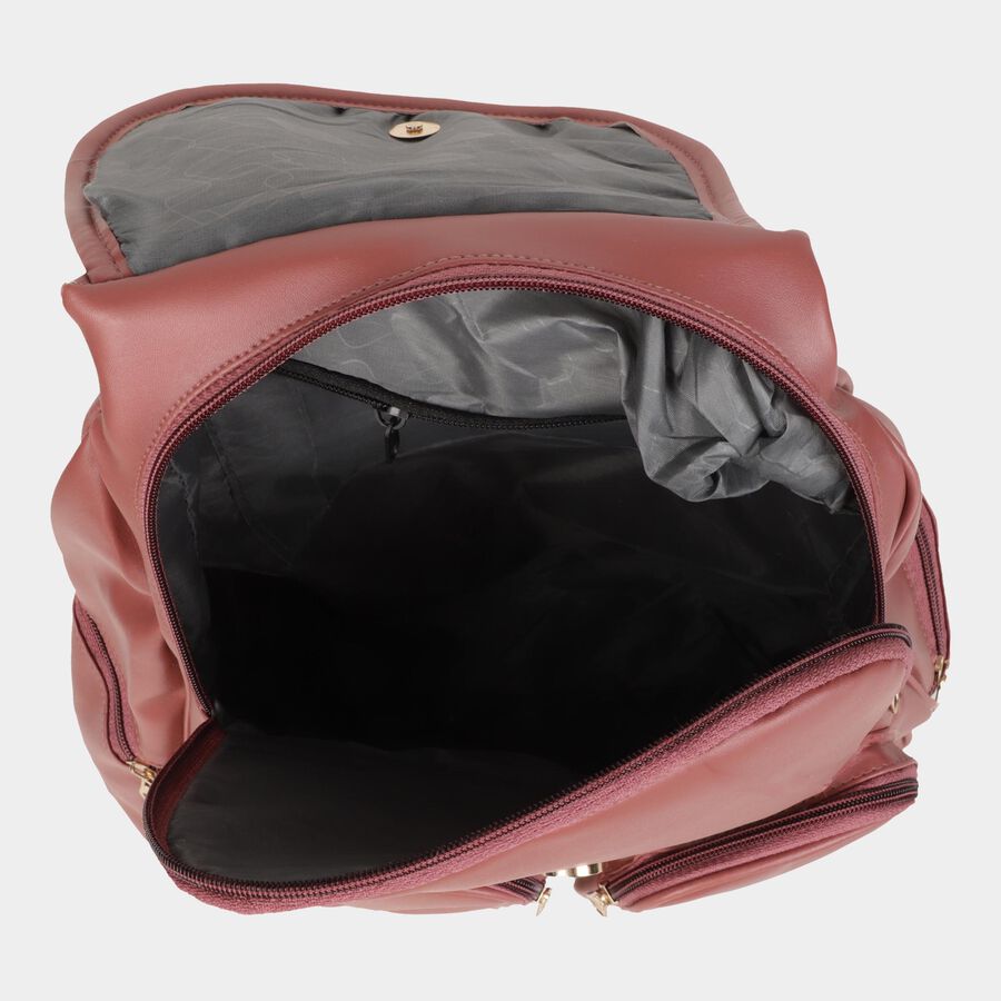 Women's Peach Polyurethane Backpack, , large