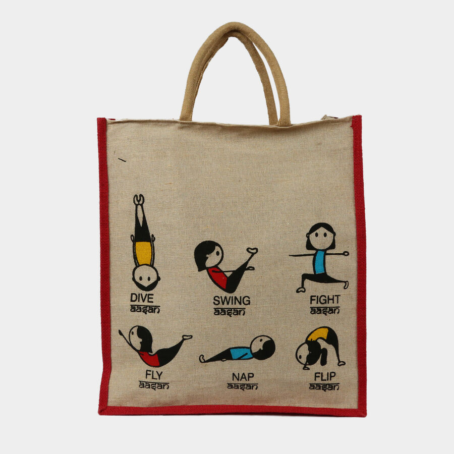 Women's Printed Jute Cotton Shopping Bag, Large, , large image number null
