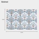 Light Blue Cotton Floral Printed Single Bedsheet, , small