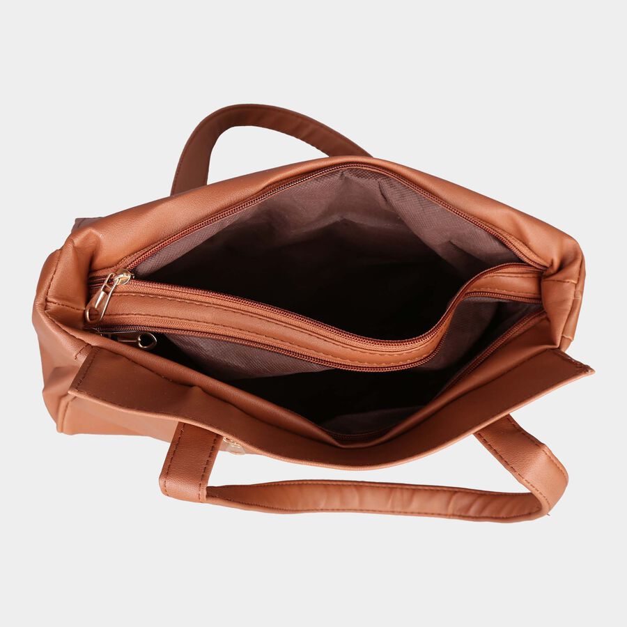 Women's Tan Polyurethane Tote Bag, , large image number null