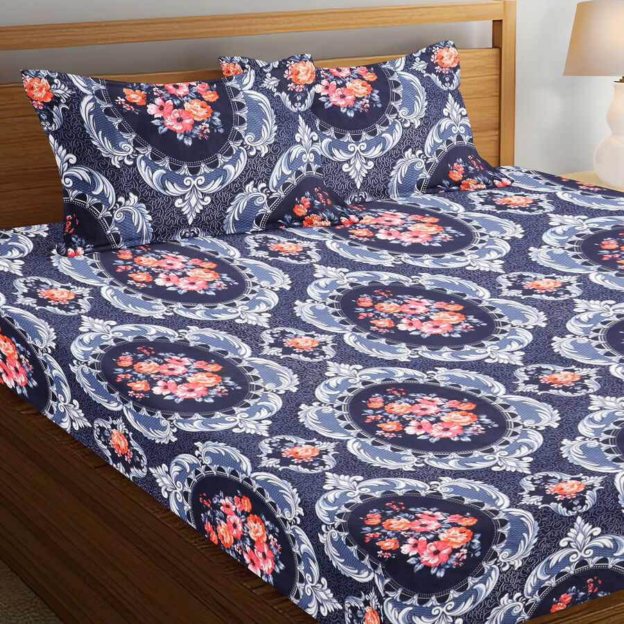 120 GSM Blue Polyester Double Bedsheet, , large image number null
