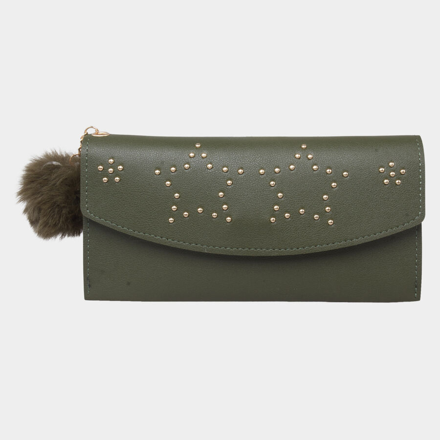 Women's Olive Polyurethane Hand Pouch, , large image number null
